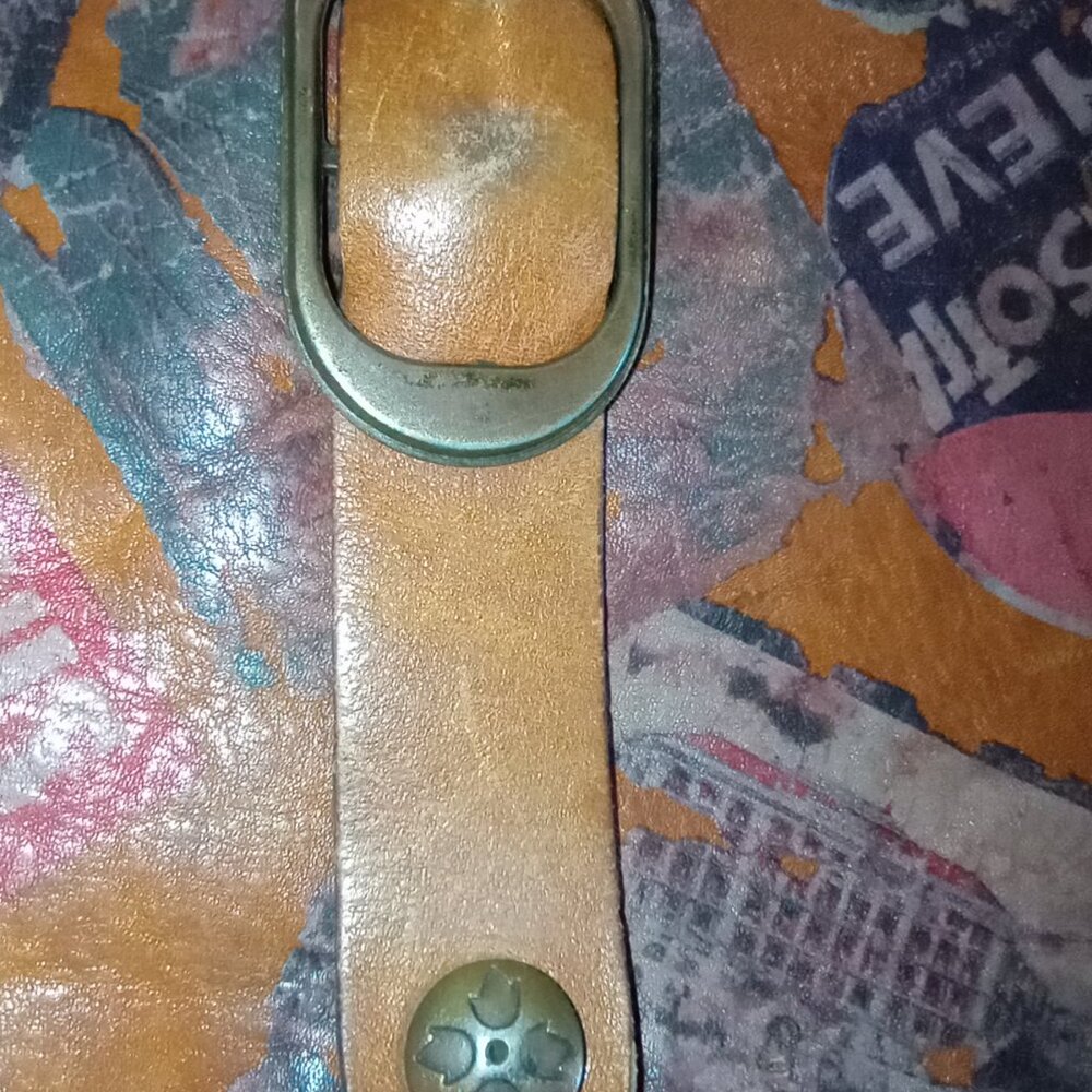 Patricia Nash Venezia Crossbody Bag Old World Print Slim Leather Suede Lining - Picture 2 of 15